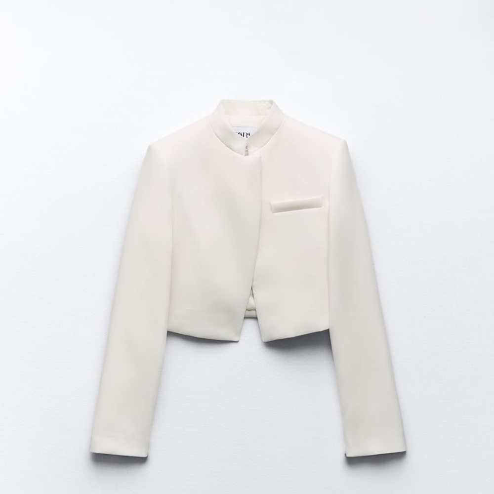 Zara Crop Blazer White